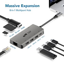 Mobile Pixels 3-Port USB-C Hub, Gray (MPX1041001P01)