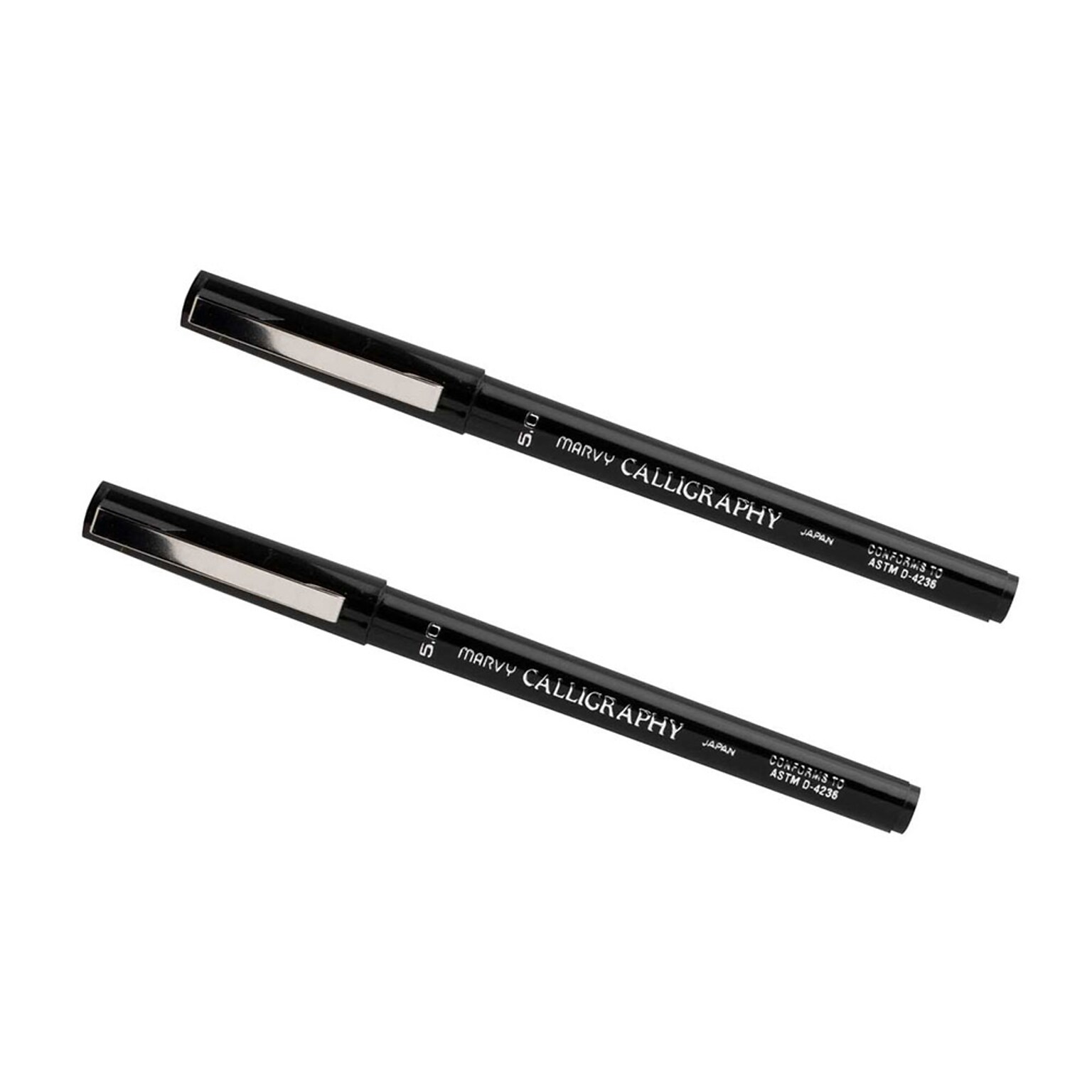 Marvy Uchida Thick Calligraphy Pen Set, Broad Nib, Black Markers, 2/Pack (2191915327A)