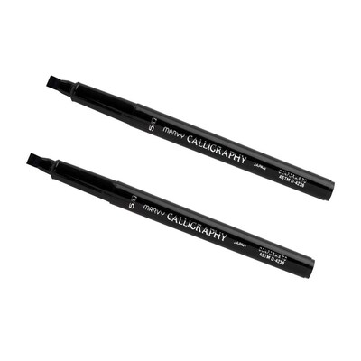 Marvy Uchida Thick Calligraphy Pen Set, Broad Nib, Black Markers, 2/Pack (2191915327A)