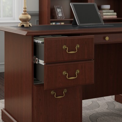 Bush Business Furniture Saratoga Desk with Bookcases, Harvest Cherry