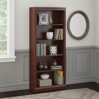 Bush Business Furniture Saratoga 72H 5-Shelf Bookcase with Adjustable Shelves, Harvest Cherry (W161