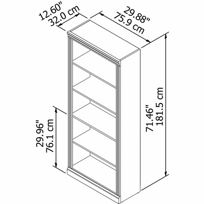 Bush Business Furniture Saratoga 72"H 5-Shelf Bookcase with Adjustable Shelves, Harvest Cherry (W1615C-03)