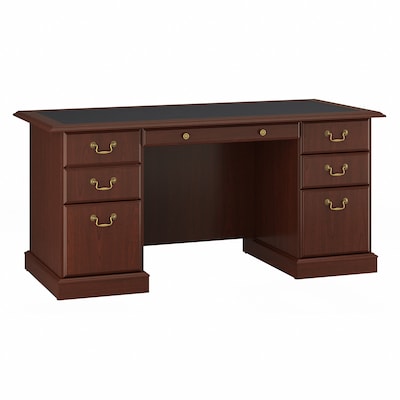 Bush Furniture Saratoga 66"W Executive Desk with Drawers, Harvest Cherry/Black (EX45666-03K)