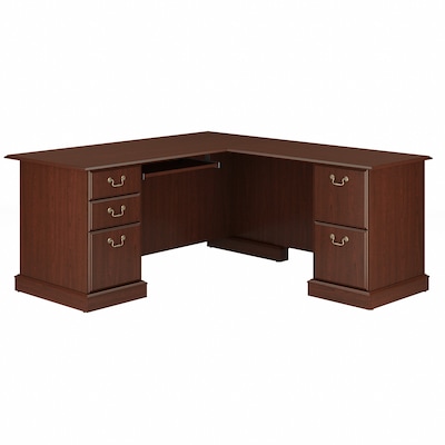 Bush Furniture Saratoga 66"W L Shaped Computer Desk with Drawers, Harvest Cherry (EX45670-03K)