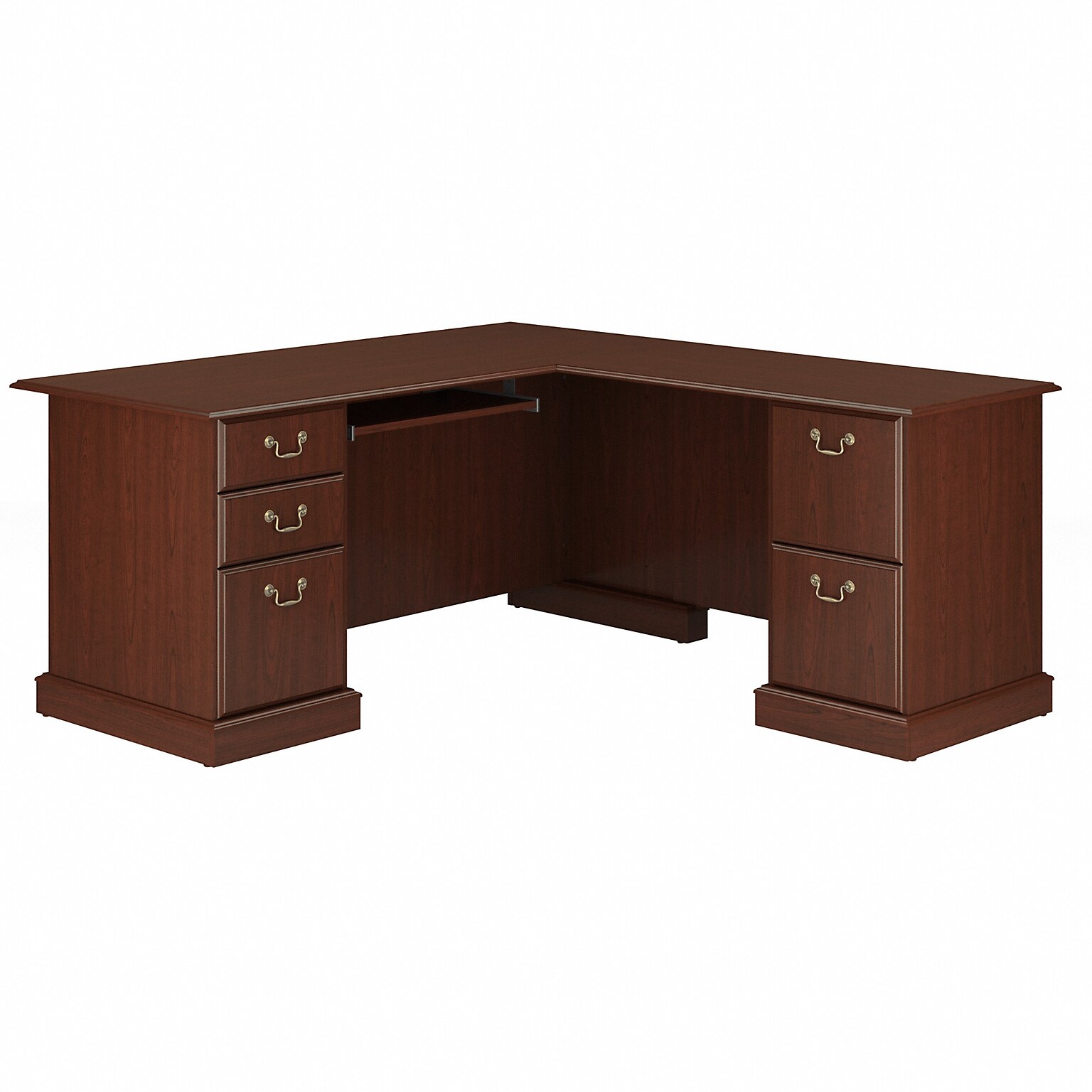 Bush Furniture Saratoga 66W L Shaped Computer Desk with Drawers, Harvest Cherry (EX45670-03K)