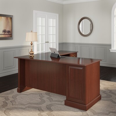 Bush Furniture Saratoga 66"W L Shaped Computer Desk with Drawers, Harvest Cherry (EX45670-03K)