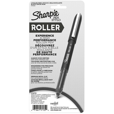 Sharpie Rollerball Pen, Needle Point Precision Pen, Black Ink, 8/Pack  (2116307)