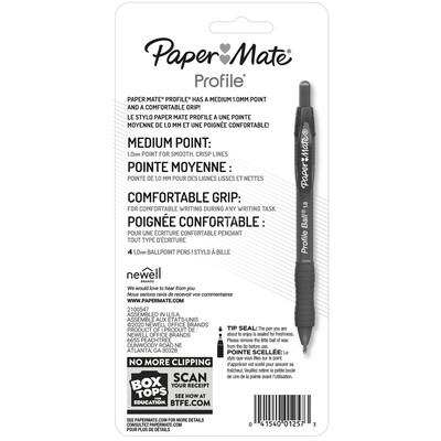 Paper Mate Profile Ballpoint Pen, Medium Point, Black Ink, 4 Pack (2113558)