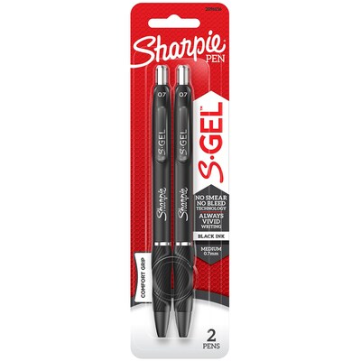 Sharpie S-Gel Retractable Gel Pen, Medium Point, Black Ink, 2/Pack (2096156)