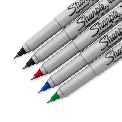 Sharpie Permanent Markers, Ultra Fine Tip, Assorted, 5/Pack (37675)