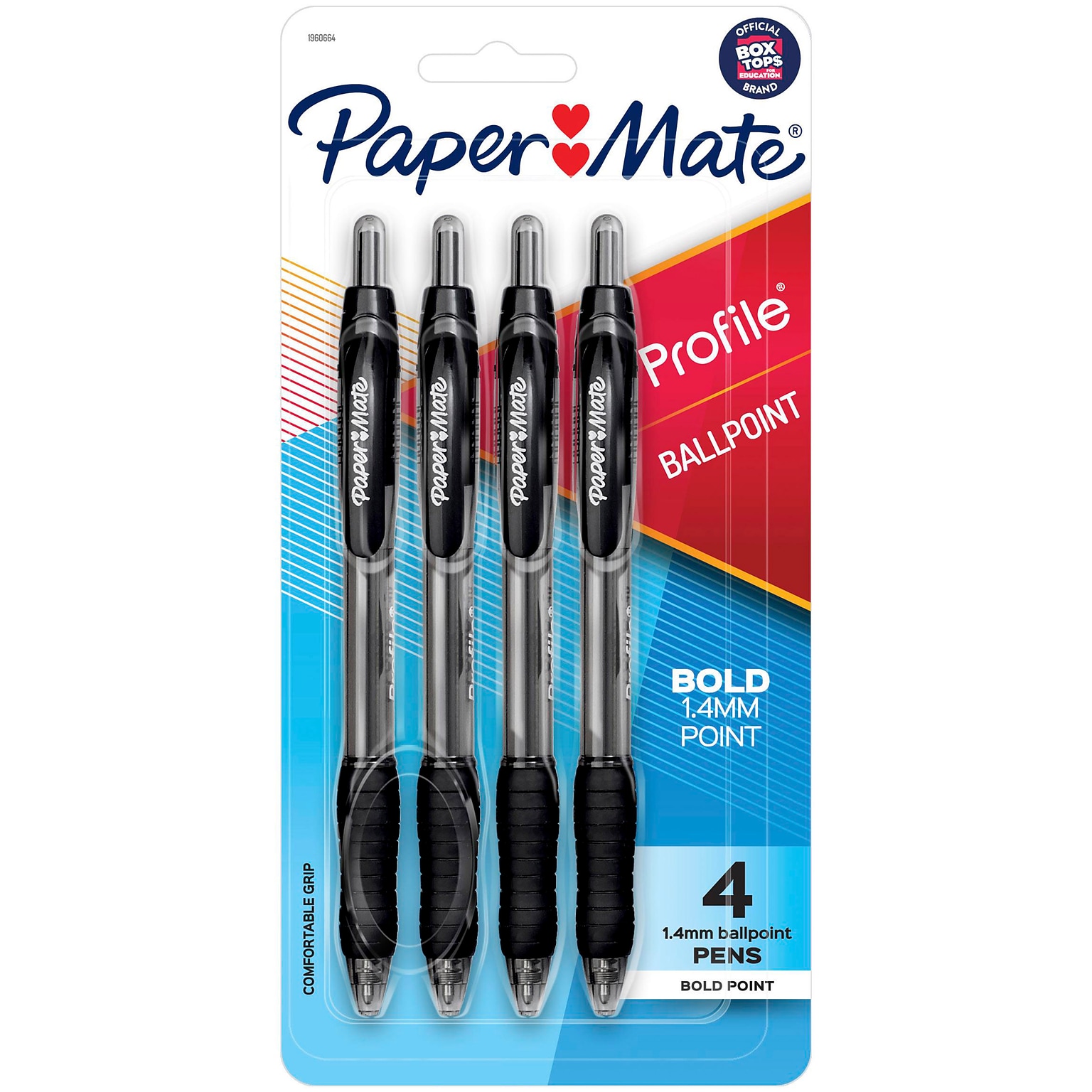 Paper Mate Profile Retractable Ballpoint Pen, Bold Point, Black Ink, 4/Pack (89471)