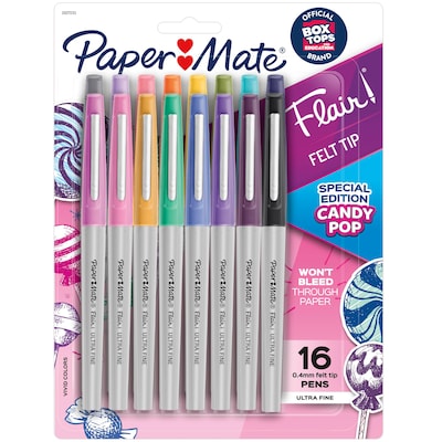 Paper Mate Flair Felt Pen, Ultra Fine Point, Assorted Ink, 16/Pack  (2027233)