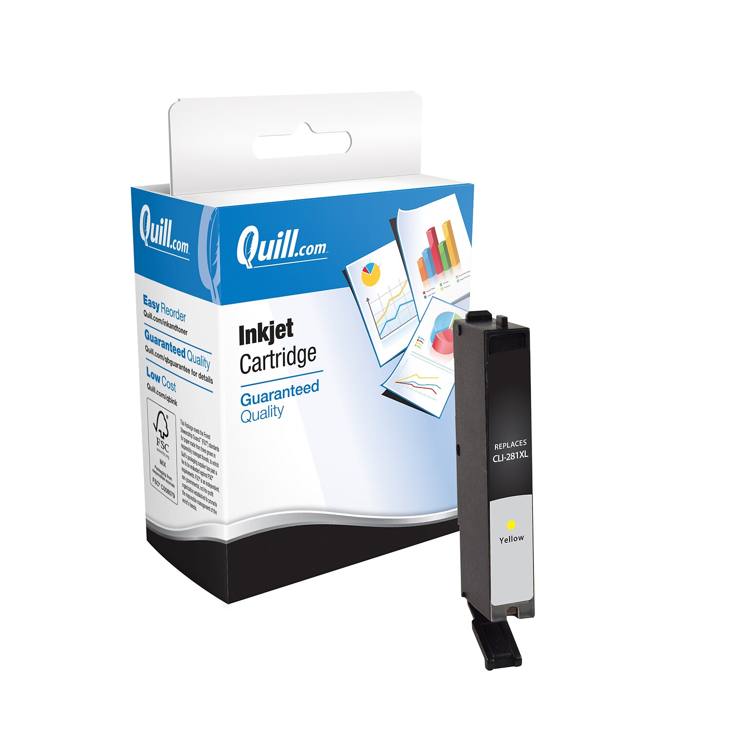 Quill Brand® Remanufactured Yellow High Yield Ink Cartridge Replacement for Canon CLI-281XL (2036C001) (Lifetime Warranty)