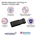 Verbatim PinStripe 32GB USB 3.2 Type-A Flash Drives, Black, 10/Pack (70902)