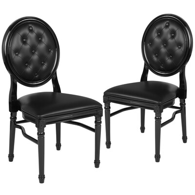 Flash Furniture HERCULES Series Resin King Louis Chair, Black, 2 Pack (2LEBBTMON)