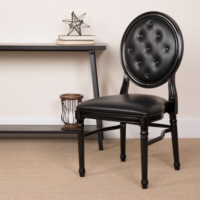 Flash Furniture HERCULES Series Resin King Louis Chair, Black, 2 Pack (2LEBBTMON)