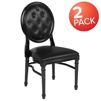 Flash Furniture HERCULES Series Resin King Louis Chair, Black, 2 Pack (2LEBBTMON)