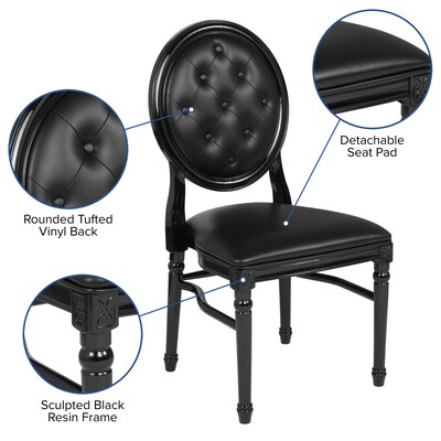 Flash Furniture HERCULES Series Resin King Louis Chair, Black, 2 Pack (2LEBBTMON)