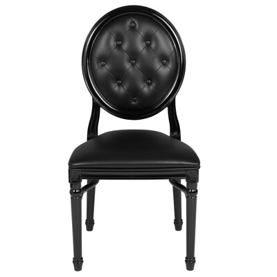 Flash Furniture HERCULES Series Resin King Louis Chair, Black, 2 Pack (2LEBBTMON)