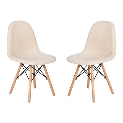 Flash Furniture Zula Wood Accent Chair, Off-White, 2 Pack (DL10W2)