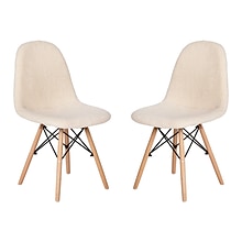 Flash Furniture Zula Wood Accent Chair, Off-White, 2 Pack (DL10W2)