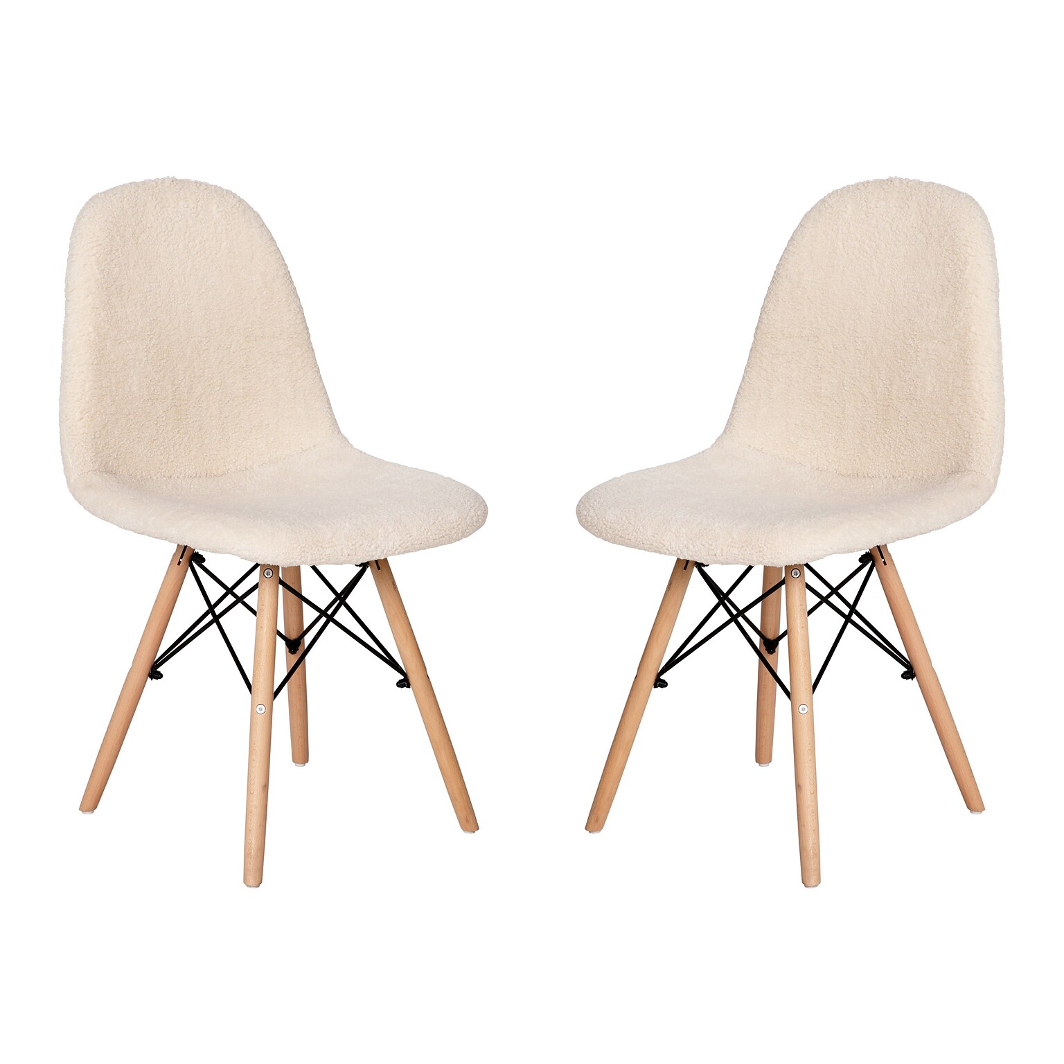 Flash Furniture Zula Wood Accent Chair, Off-White, 2 Pack (DL10W2)
