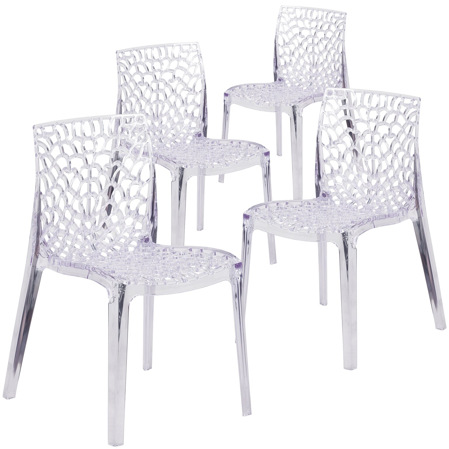 Flash Furniture Vision Series Plastic Side Chair, Clear, 4 Pack (4FH161APC)