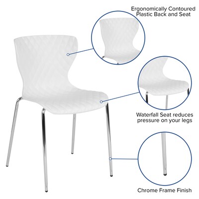 Flash Furniture Lowell Metal Stack Chair, White (LF707CWH)