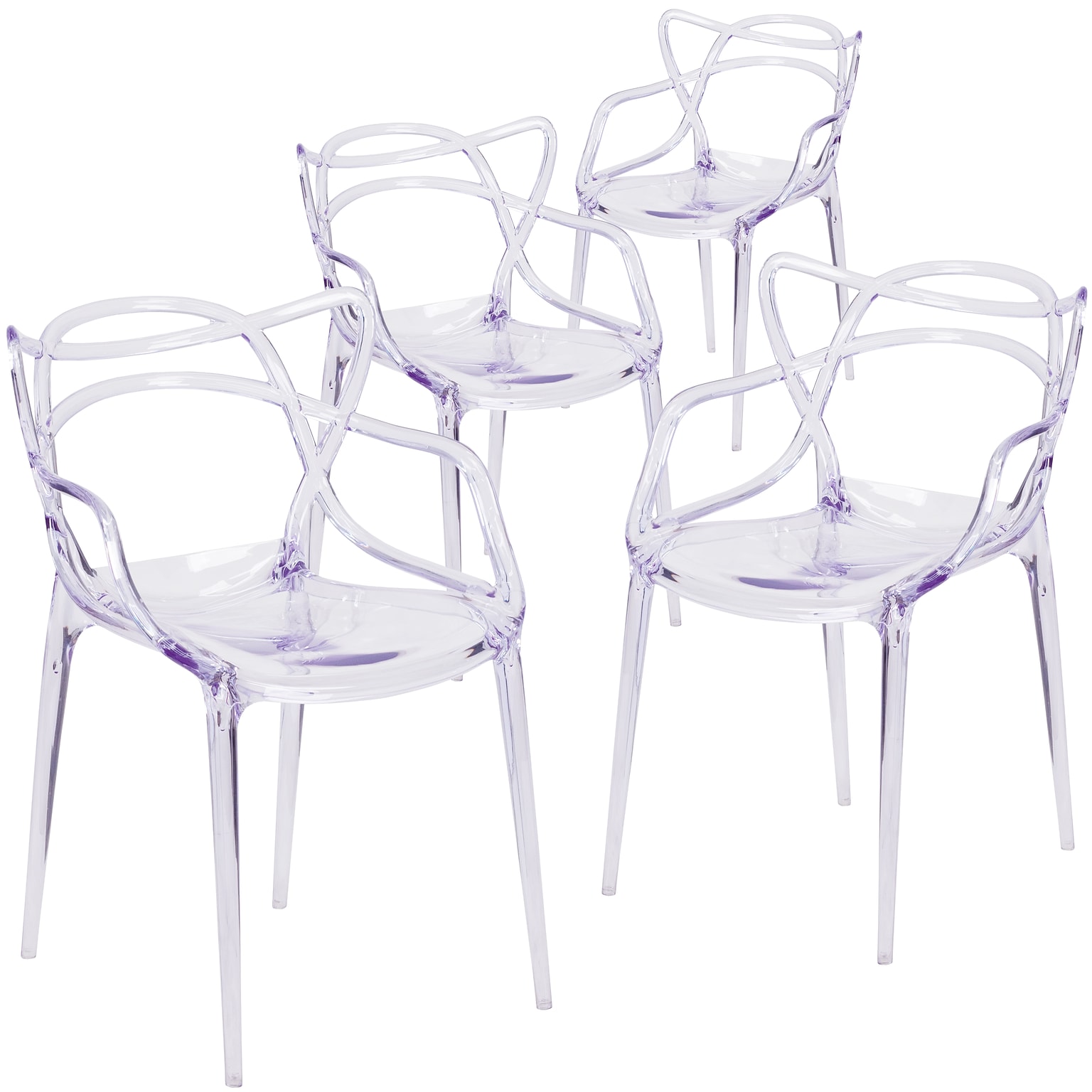 Flash Furniture Nesting Series Plastic Side Chair, Clear, 4 Pack (4FH173APC)