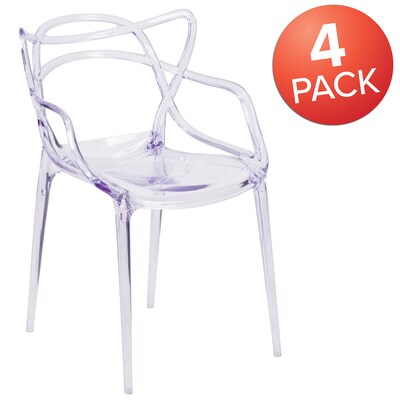 Flash Furniture Nesting Series Plastic Side Chair, Clear, 4 Pack (4FH173APC)