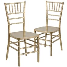 Flash Furniture HERCULES PREMIUM Series Resin Chiavari Chair, Gold, 2 Pack (2LEGOLD)