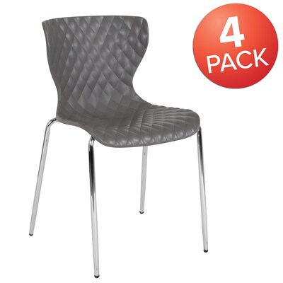 Flash Furniture Lowell Plastic Stack Chair, Gray, 4 Pack (4LF707CGRY)