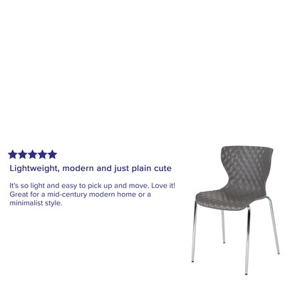 Flash Furniture Lowell Plastic Stack Chair, Gray, 4 Pack (4LF707CGRY)