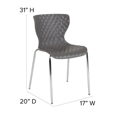 Flash Furniture Lowell Plastic Stack Chair, Gray, 4 Pack (4LF707CGRY)