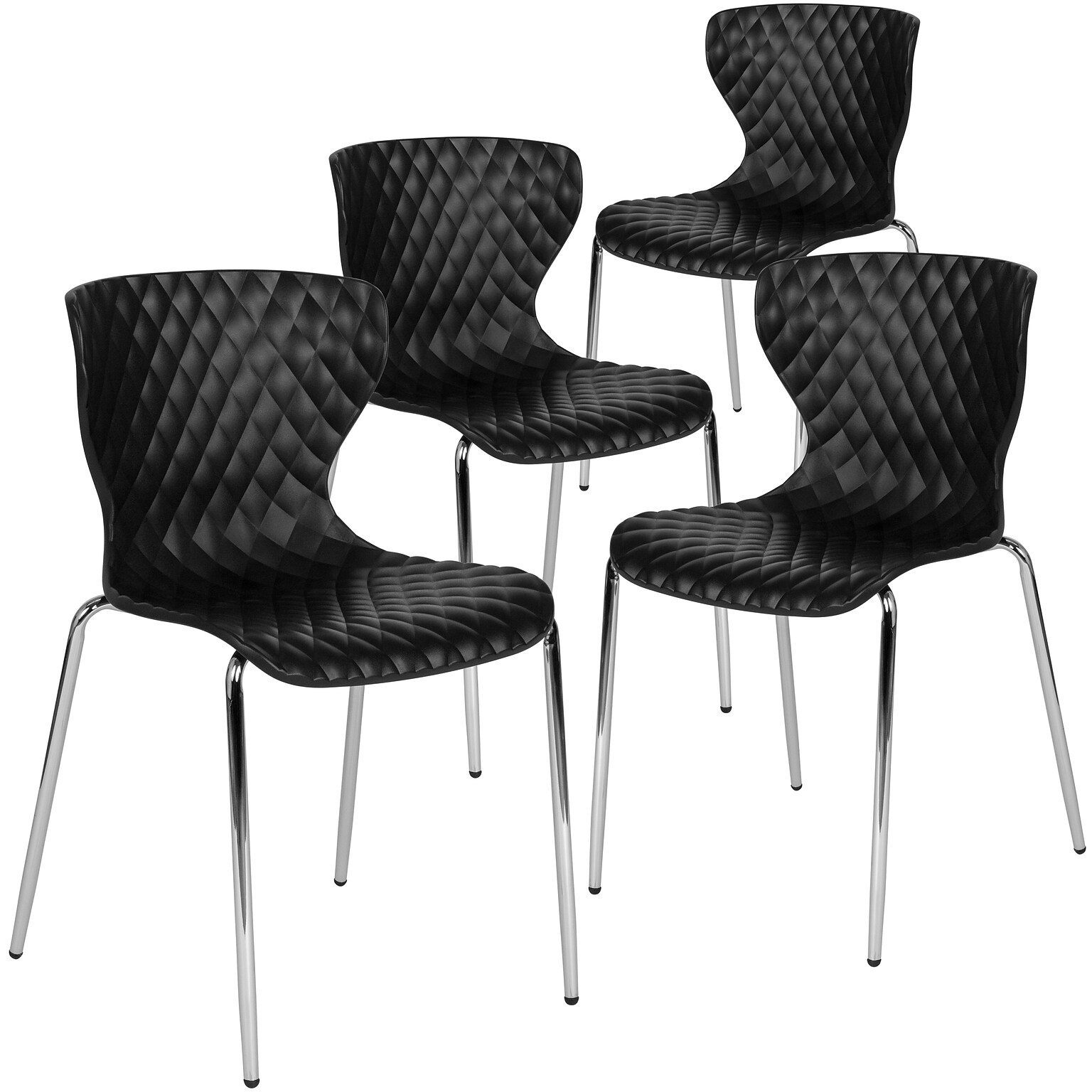 Flash Furniture Lowell Plastic Stack Chair, Black, 4 Pack (4LF707CBLK)