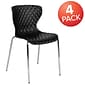 Flash Furniture Lowell Plastic Stack Chair, Black, 4 Pack (4LF707CBLK)