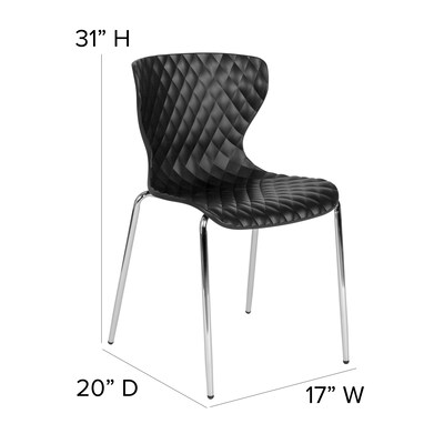 Flash Furniture Lowell Plastic Stack Chair, Black, 4 Pack (4LF707CBLK)