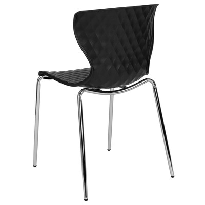 Flash Furniture Lowell Plastic Stack Chair, Black, 4 Pack (4LF707CBLK)