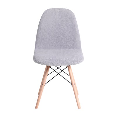 Flash Furniture Zula Wood Furry Chair, Gray (DL10GY)