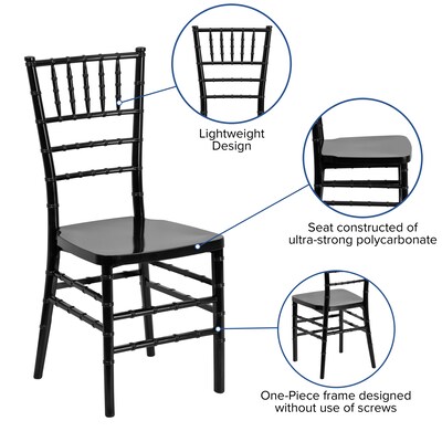 Flash Furniture HERCULES PREMIUM Series Resin Chiavari Chair, Black, 2 Pack (2LEBLACK)