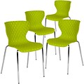 Flash Furniture Lowell Plastic Stack Chair, Green, 4 Pack (4LF707CCGRN)