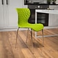 Flash Furniture Lowell Plastic Stack Chair, Green, 4 Pack (4LF707CCGRN)