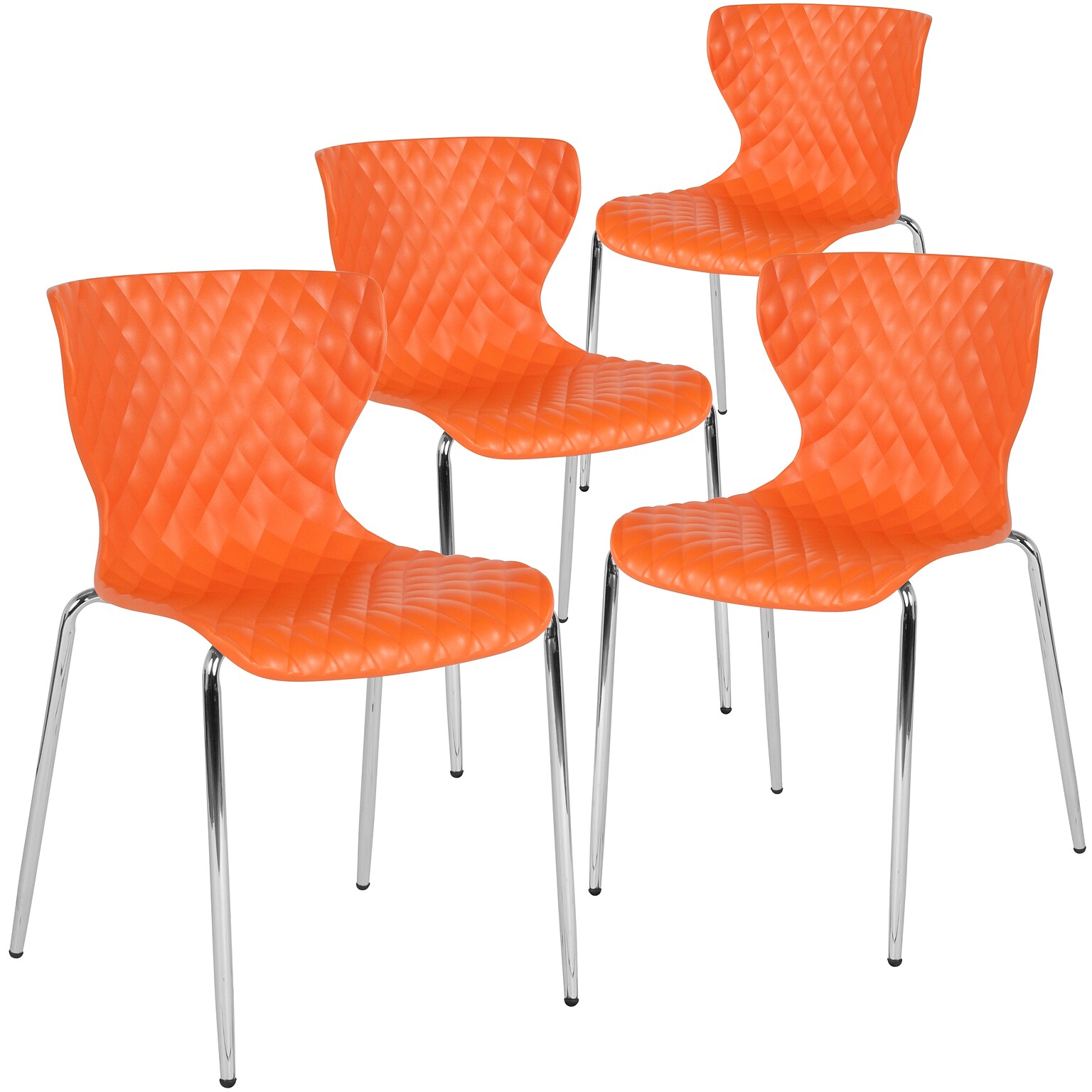 Flash Furniture Lowell Plastic Stack Chair, Orange, 4 Pack (4LF707CORNG)