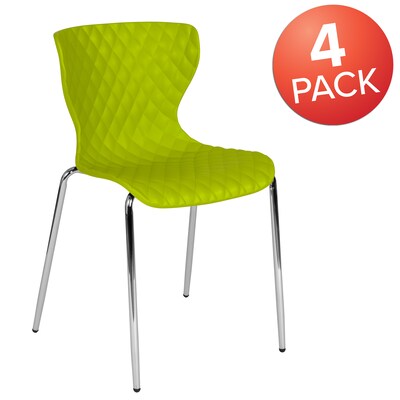 Flash Furniture Lowell Plastic Stack Chair, Green, 4 Pack (4LF707CCGRN)
