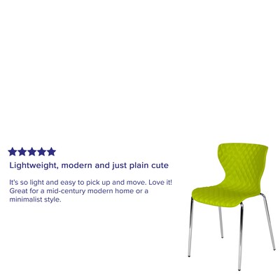 Flash Furniture Lowell Plastic Stack Chair, Green, 4 Pack (4LF707CCGRN)