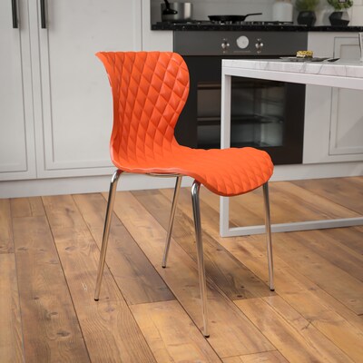 Flash Furniture Lowell Plastic Stack Chair, Orange, 4 Pack (4LF707CORNG)