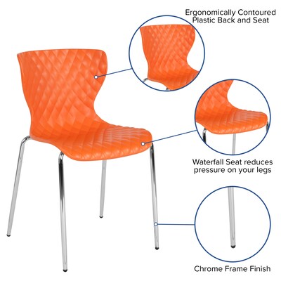 Flash Furniture Lowell Plastic Stack Chair, Orange, 4 Pack (4LF707CORNG)