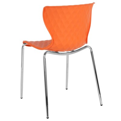 Flash Furniture Lowell Plastic Stack Chair, Orange, 4 Pack (4LF707CORNG)
