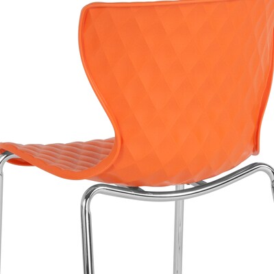 Flash Furniture Lowell Plastic Stack Chair, Orange, 4 Pack (4LF707CORNG)