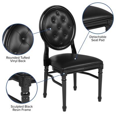 Flash Furniture HERCULES Resin King Louis Chair, Black (LEBBTMON)